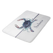 Crab Nautical Navy Blue en White Badmat (Gekanteld)