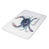 Crab Nautical Navy Blue en White Bath Mat (Gekanteld)
