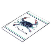 Crab Nautical Navy Blue en White Beach Towel Notitieboek (Linkerzijde)