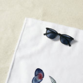 Crab Nautical Navy Blue en White Beach Towel Strandlaken (In situ)
