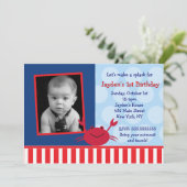 Crab Nautical Photo Birthday Invitations Kaart (Staand voorkant)