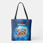 Crab Navy Blauw Jongen Zwembad Strand Aangepaste N Tote Bag (Achterkant)