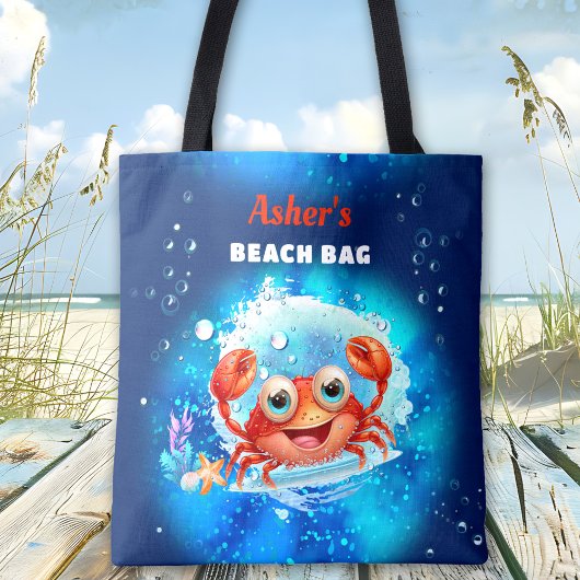 Crab Navy Blauw Jongen Zwembad Strand Aangepaste N Tote Bag