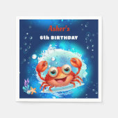 Crab Navy Blue Verjaardag Zwembad Party Boy Custom Servet (Voorkant)