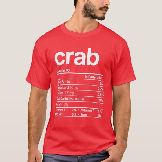 Crab Nutrition Facts Funny Thanksgiving Kerstmis T-shirt (Voorkant)