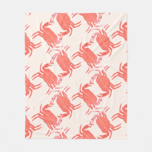 Crab Ocean Beach Zee Creattiepatroon Fleece Deken (Voorkant)