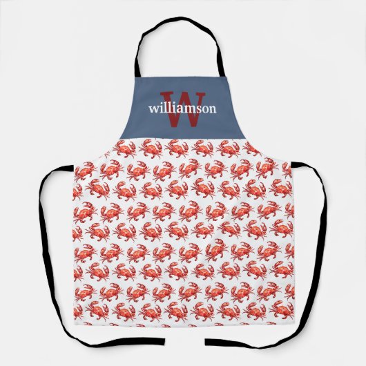 Crab Pattern Blue op maat Schort (Voorkant)