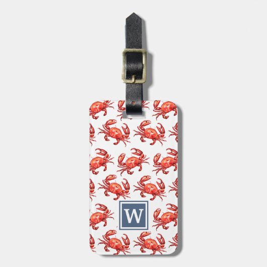 Crab Pattern Monogram Bagagelabel (Voorkant verticaal)