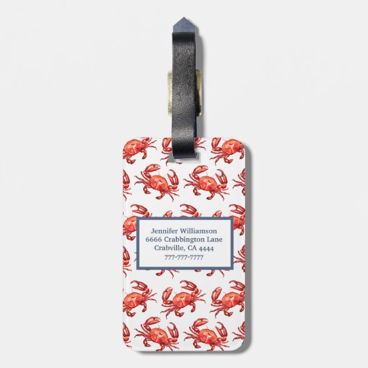 Crab Pattern Monogram Bagagelabel (Achterkant verticaal)