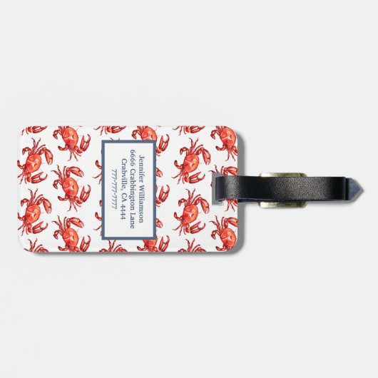 Crab Pattern Monogram Bagagelabel (Achterkant horizontaal)