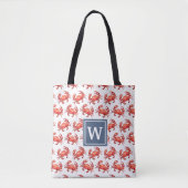 Crab Pattern Monogram Beach Tote Bag (Voorkant)