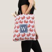 Crab Pattern Monogram Beach Tote Bag (Dichtbij)