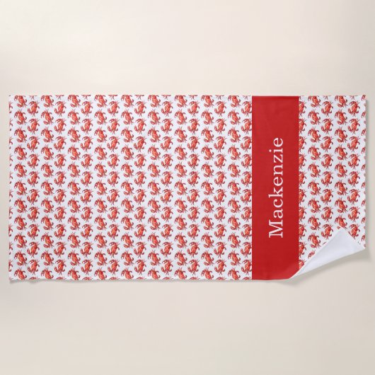 Crab Pattern Summer Beach - Aangepast Strandlaken (Voorkant)