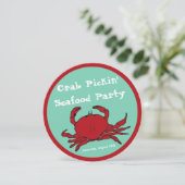 Crab Picking Seafood Boil Party Round Custom Kaart (Staand voorkant)