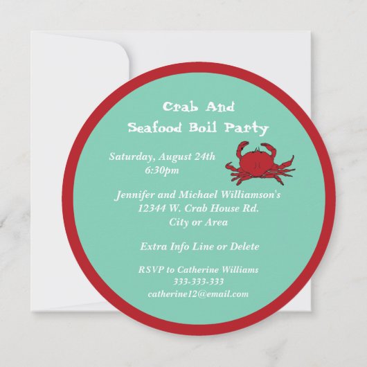 Crab Picking Seafood Boil Party Round Custom Kaart (Achterkant)