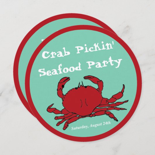 Crab Picking Seafood Boil Party Round Custom Kaart (Voorkant / Achterkant)