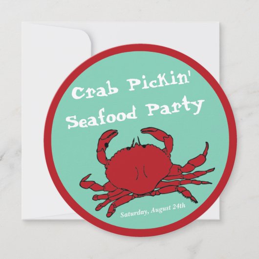 Crab Picking Seafood Boil Party Round Custom Kaart (Voorkant)
