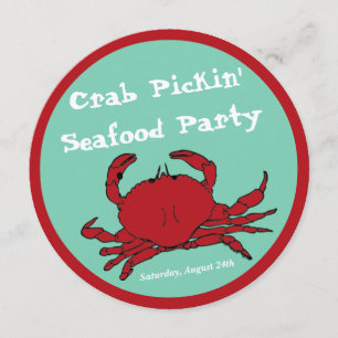 Crab Picking Seafood Boil Party Round Custom Kaart