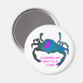 Crab Pink Ribbon Magnet borstkankerbewustzijn (Voorkant / Achterkant)