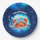 Crab Pool Marine Blauw Verjaardagsfeestje Jongen C Papieren Bordje (Voorkant)