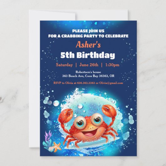 Crab Pool Verjaardagsfeestje Jongen aangepaste lee Kaart (Voorkant)