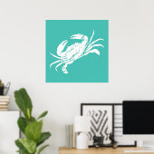 Crab Print Distress Bekijk Blauwgroen blauw zeevoe (Thuiskantoor)