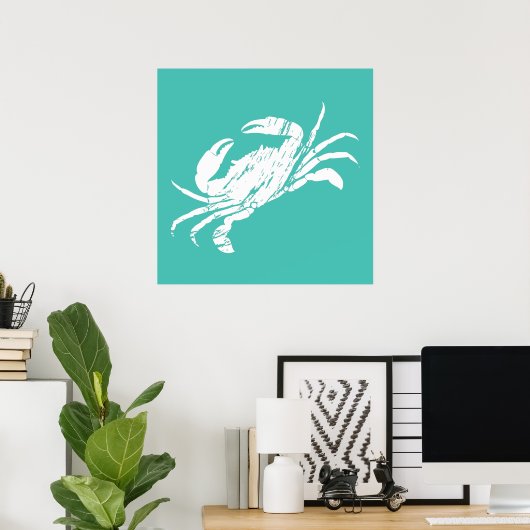 Crab Print Distress Bekijk Blauwgroen blauw zeevoe (Thuiskantoor)
