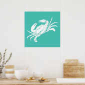 Crab Print Distress Bekijk Blauwgroen blauw zeevoe (Keuken)