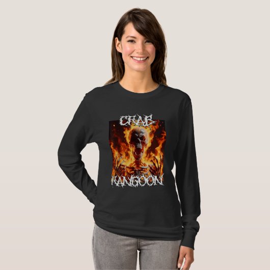 Crab Rangoon Funny Cringe Hard Skeleton Meme Flame T-shirt (Voorkant volledig)