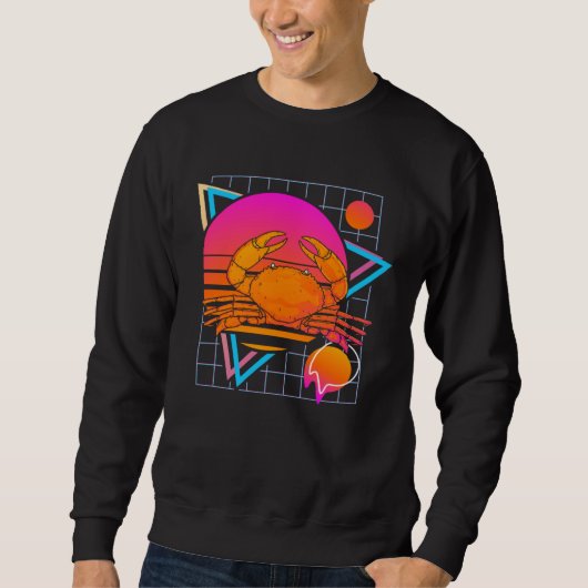 Crab Retro 80s Style Vintage Ocean Animal Trui (Voorkant)