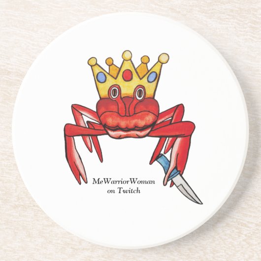 Crab Royalty met mes, MeWarriorWoman op Twitch Zandsteen Onderzetter (Voorkant)