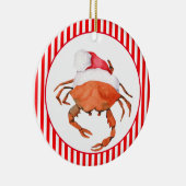 Crab Santa Kerstmis Waterverf Keramisch Ornament (Rechts)
