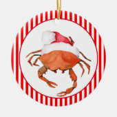 Crab Santa Kerstmis Waterverf Keramisch Ornament (Voorkant)