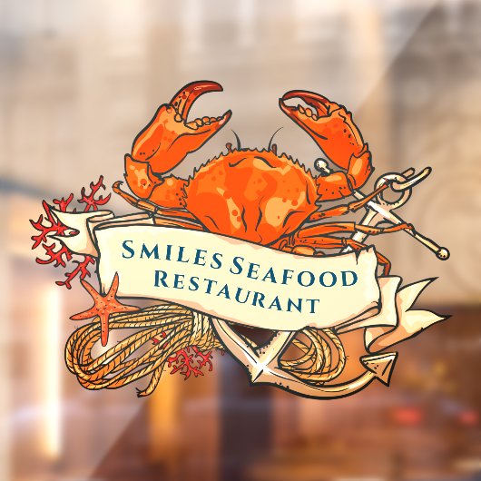 Crab Seafood Anchor Restaurant Front aanpassen Raamsticker (Vel 2)