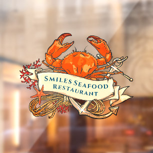 Crab Seafood Anchor Restaurant Front aanpassen Raamsticker