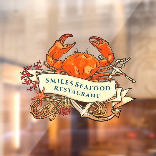 Crab Seafood Anchor Restaurant Front aanpassen Raamsticker (Vel 2)