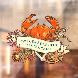 Crab Seafood Anchor Restaurant Front aanpassen Raamsticker