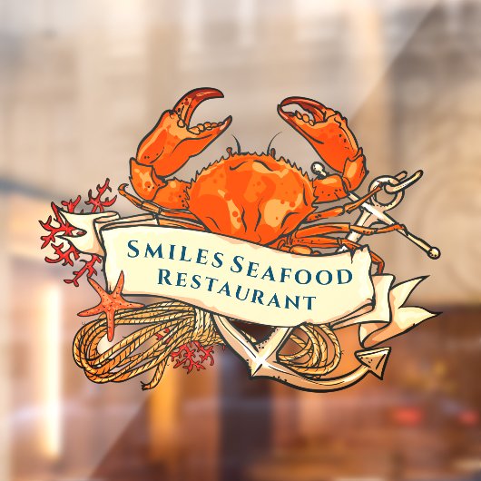 Crab Seafood Anchor Restaurant Front aanpassen Raamsticker (Vel 2)