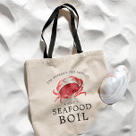 Crab/Seafood Boil | Seafood Themed Party Tote Bag<br><div class="desc">Personalized red crab themed tote bag gift favors for your next Crab Boil or seafood event. It features a watercolor styled illustration of a crimson red crab. Surrounding this are spots for your single information.</div>