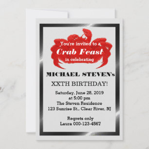 Crab Seafood Party Birthday Party Invite Kaart
