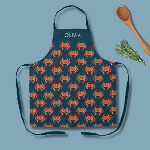 Crab Seaside Pattern Gepersonaliseerde naam Schort