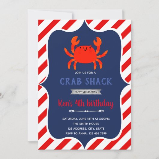 Crab shack verjaardagsfeest uitnodiging (Voorkant)