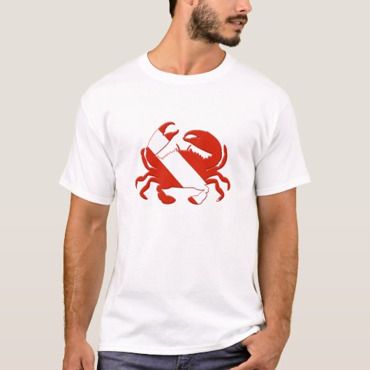 Crab Shaped Scuba Diving Flag Red White Stripe T-shirt (Voorkant)