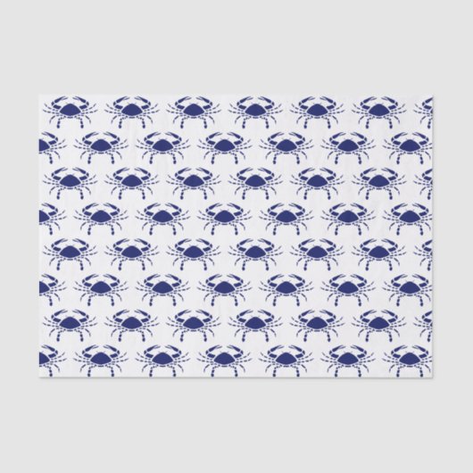 Crab Silhouette #2 Teken Blue Tissue Paper Tissuepapier (Voorkant)