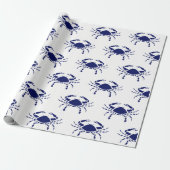 Crab Silhouette #2 Tekenblauw Cadeaupapier (Uitgerold)