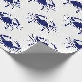Crab Silhouette #2 Tekenblauw Cadeaupapier (Hoek)