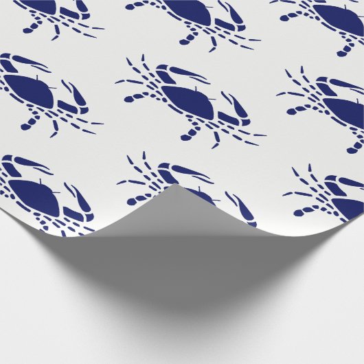 Crab Silhouette #2 Tekenblauw Cadeaupapier (Hoek)