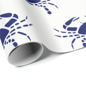 Crab Silhouette #2 Tekenblauw Cadeaupapier (Rol Hoek)