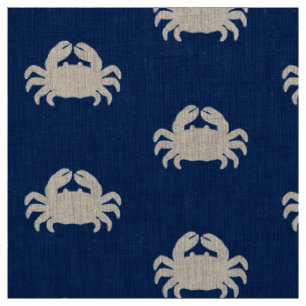 Crab Silhouette op Navy Blue Stof
