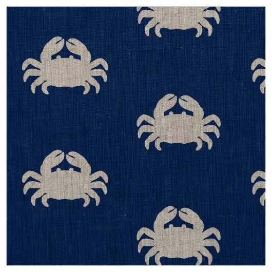 Crab Silhouette op Navy Blue Stof (Swatch)